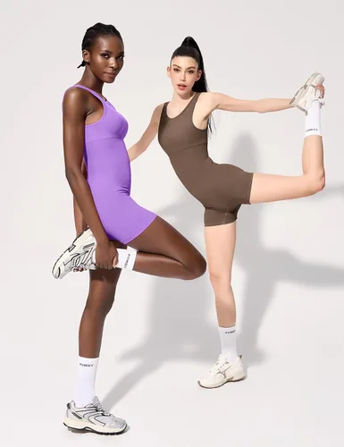 Vista 3 de PUMIEY Enterizo de entrenamiento para mujer, con control de abdomen, sin costuras, acolchado, colección Power