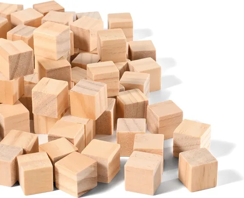 Vista 7 de Cubos de madera de 3/4 pulgadas pequeños bloques de madera para manualidades, 0.8 in, bloque cuadrado de madera natural sin terminar para proyectos