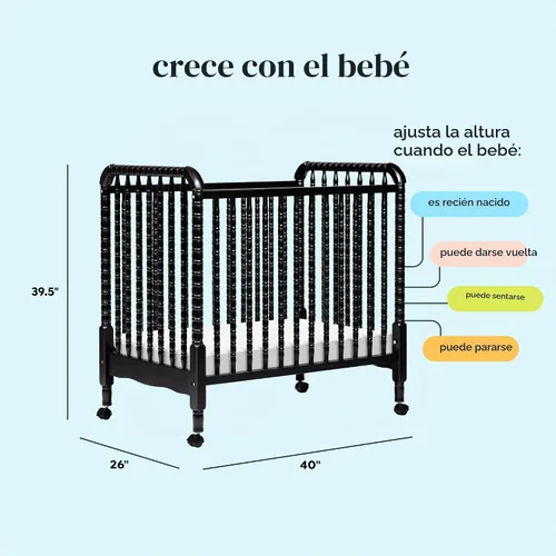 Vista 6 de DaVinci Jenny - Mini cuna convertible 3 en 1, certificado GREENGUARD, color Ébano