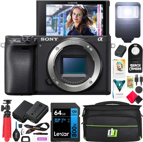 Vista 10 de Sony a6400 - Paquete de cámara sin espejo con lente de 16-50 mm, tarjeta de memoria de 64 GB, suite de edición de fotos y videos, bolsa para cámara