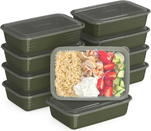 Vista 14 de Bentgo Prep - 20 piezas de contenedores reutilizables para preparación de comidas con 1 compartimento y tapas, materiales libres de PFAS y BPA