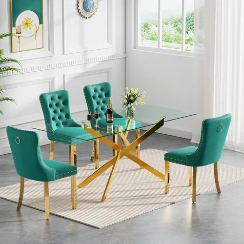 Vista 56 de Juego de mesa de comedor de cristal plateado moderno de 47 pulgadas para 2, juego de mesa de comedor de cocina redonda de 3 piezas con patas