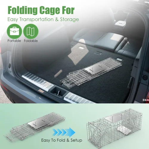 Vista 3 de Trampa plegable para animales vivos, resistente y humanitaria