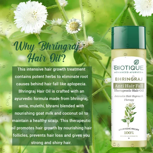 Vista 4 de Biotique Botanicals Bhringraj Aceite terapéutico para el crecimiento del cabello, 4,06 onzas líquidas