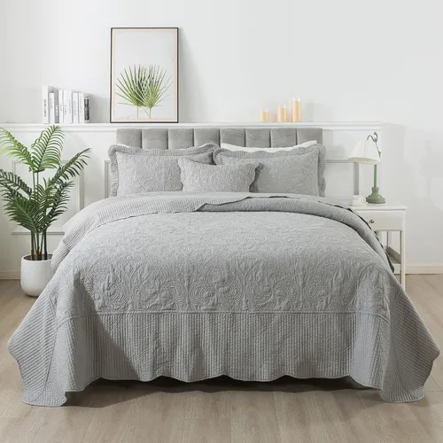 Vista 67 de HoneiLife Juego de ropa de cama tamaño Queen, juego de edredón de microfibra para cama Queen, colchas ligeras de 3 piezas, edredones reversibles