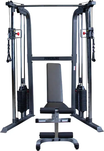 Vista 2 de Body-Solid Powerline - Máquina de ejercicios cruzados para gimnasio doméstico y comercial, centro de entrenamiento funcional con pila de pesas