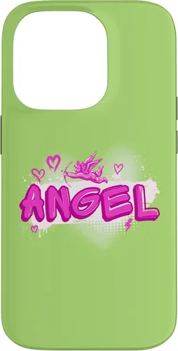Vista 17 de iPhone 16 Angel y2k Aesthetic 2000s Millennial Nostalgia Pink Graffiti Case