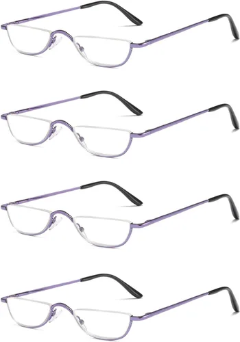 Vista 18 de Gafas de Lectura de Media Montura - 4 Pares de Gafas con Marco de Metal de Media Montura con Bisagra de Resorte Lectores para Hombres y Mujeres