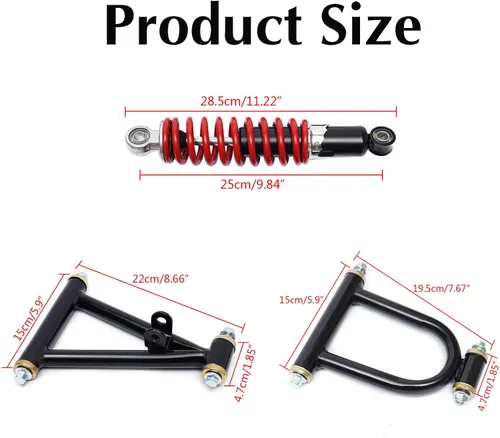 Vista 3 de Conjunto de basculante de suspensión delantera, kit de montaje de brazo de suspensión delantera, basculante superior e inferior, kit de amortiguador