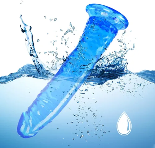 Vista 4 de Juego de consolador realista azul de 3 tamaños (pequeño, grande, extra grande) consolador de succión TPE, placer anal y vaginal, compatible