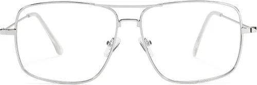 Vista 3 de SCVGVER Gafas de aviador clásicas sin receta con marco de metal, lentes transparentes para mujeres y hombres