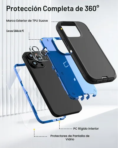 Vista 2 de Funda diseñada para iPhone 11 Pro Max [protección resistente 3 en 1 de cuerpo completo] con 2 protectores de pantalla, funda protectora resistente