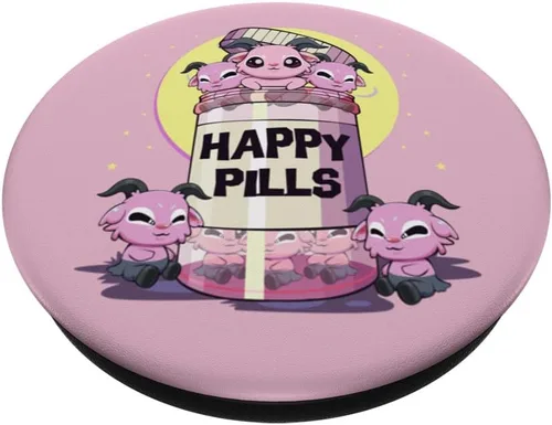 Vista 2 de Pastel Goth Kawaii Lindo Happy Pills Baphomet PopSockets intercambiables PopGrip
