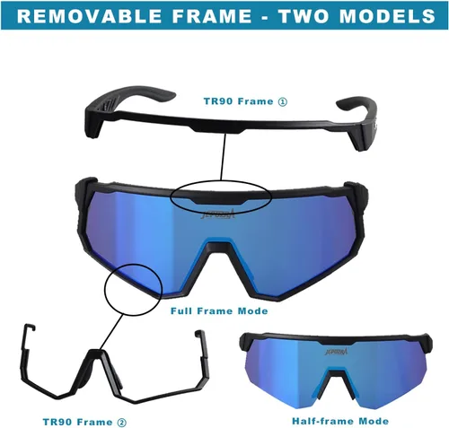 Vista 8 de Gafas de ciclismo polarizadas con 3 lentes intercambiables, gafas de equitación, béisbol, correr, esquí, deportes