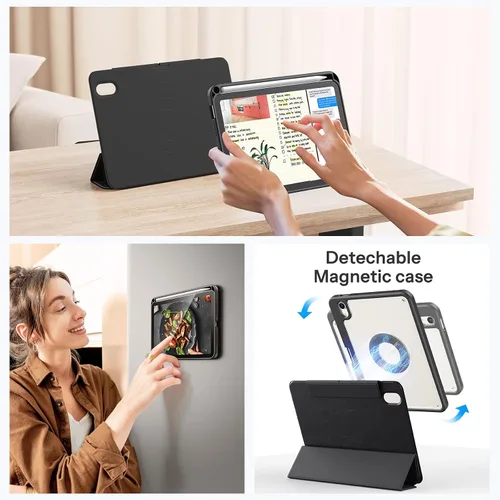 Vista 5 de SPARIN Funda para iPad mini 7 A17 Pro 2024/iPad Mini 6 2021 de 8.3 pulgadas, cubierta magnética desmontable, soporte vertical/horizontal con soporte