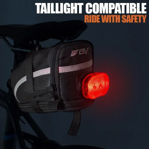 Vista 7 de BV Bolsa de bicicleta con correa con material reflectante, bolsa de sillín de gran capacidad con divisor separado para objetos pequeños y espacio