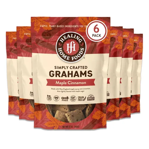 Vista 14 de Healing Home Foods Galletas Graham clásicas horneadas, sin gluten, hechas con harina de almendras, jarabe de arce orgánico y canela orgánica
