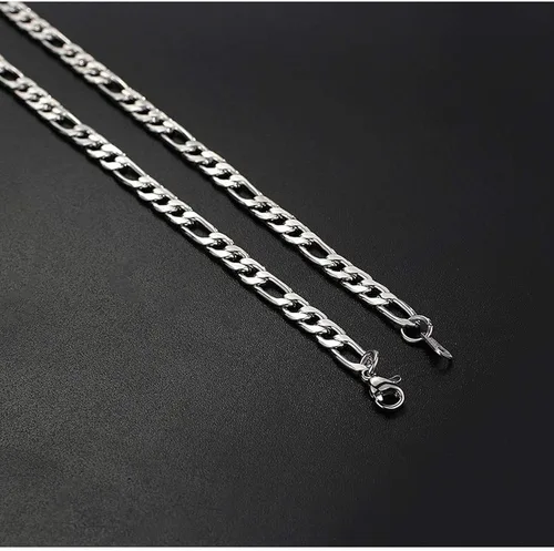 Vista 4 de WELRDFG WADSNHY Men Chain Jewelry 5mm6mm7mm Wide Stainless Steel Snake chain 18K Gold Plated Figaro Chain Set