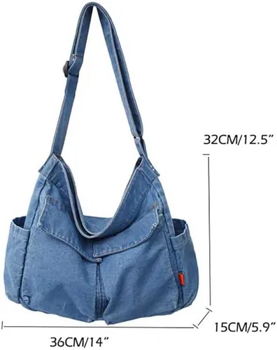 Vista 6 de Bolso cruzado bohemio hipster hobo bohemio hippie de lona, bolso de mano estético, bolso grande de hada grunge