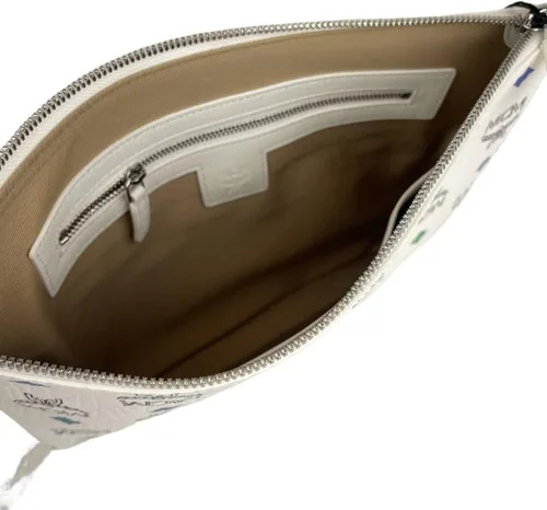 Vista 6 de MCM Bolso cruzado de lona con revestimiento de Visetos de arcoíris blanco para mujer