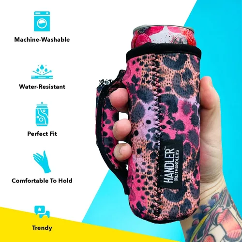 Vista 5 de 12oz Slim Can Pocketed Handler/Cooler/Insulator, bolsillo en la manija sostiene Chapstick o Vape Pen, patente pendiente (arcoíris)