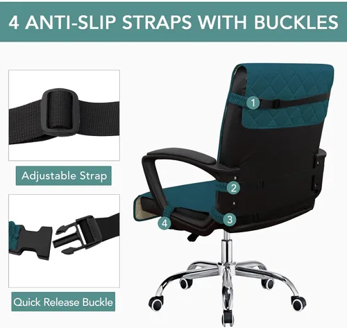 Vista 5 de Easy-Going Funda reversible para silla de oficina, resistente al agua, funda suave para silla de computadora de escritorio con hebilla