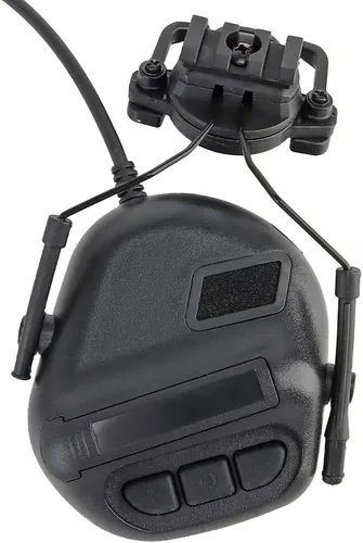 Vista 4 de Auriculares tácticos para casco de disparo, protección auditiva, amplificación de sonido, reducción de ruido, orejeras con micrófono desmontable