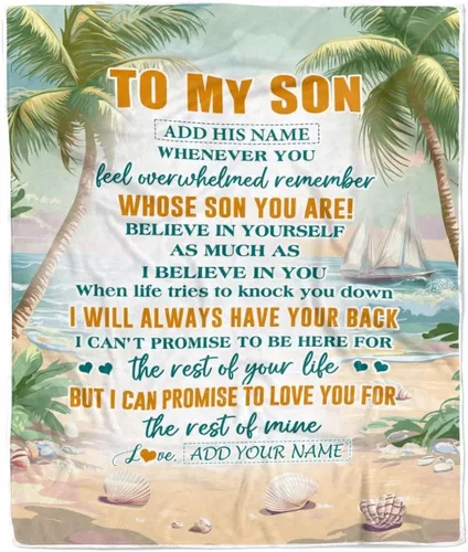Vista 14 de Manta Personalizada "To My Son" de Mamá y Papá Regalos para Hijo que Va a la Universidad Cumpleaños Graduación Navidad Regalo Personalizado Manta