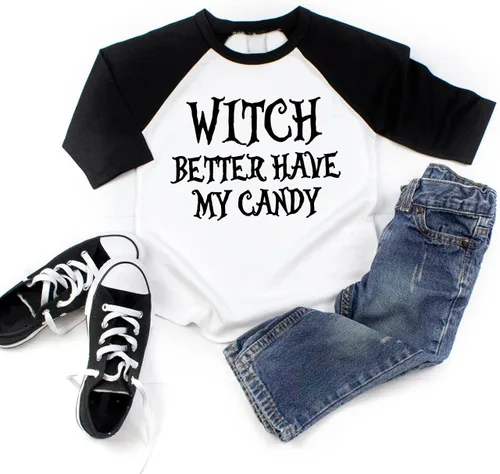 Vista 2 de Bump and Beyond Designs Disfraz de Halloween para niños, bruja mejor tener mi caramelo
