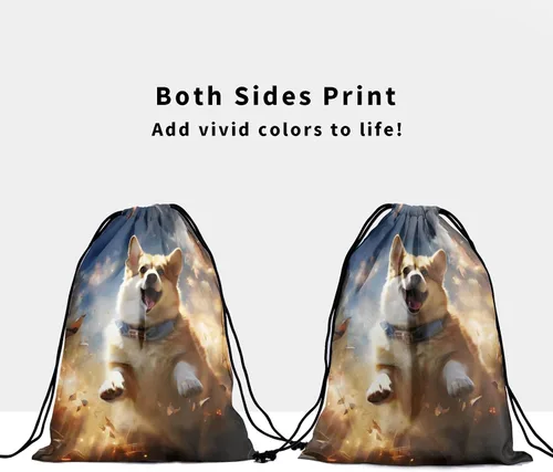 Vista 185 de Bolsa de agarre de gimnasia de piel de animal, bolsa de gimnasia con cordón ajustable, bolsa de cuerda para fauna silvestre, Mariposas Galaxy