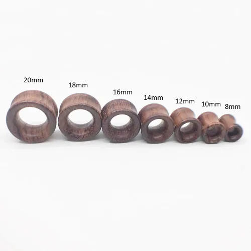 Vista 2 de Piercingpops 2 pares de tapones para los oídos de madera natural marrón con doble expansor de calibre de oreja estirado piercing corporal joyería