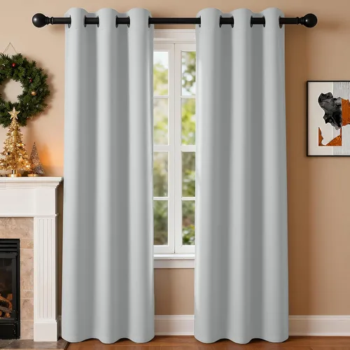 Vista 104 de Cortinas de oscurecimiento de habitación de 45 pulgadas de largo para dormitorio y sala de estar, cortinas térmicas aislantes con ojales