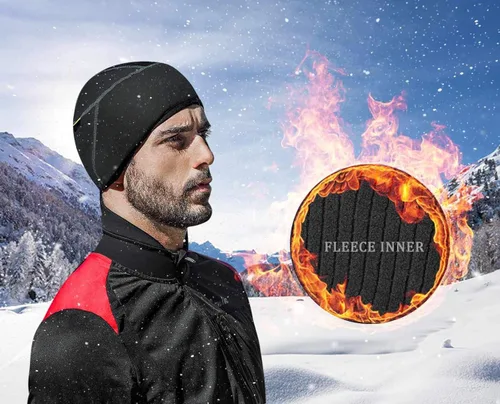 Vista 4 de Santic Casco de calavera de ciclismo para correr, casco de bicicleta, forro polar térmico resistente al viento, se adapta debajo de los cascos