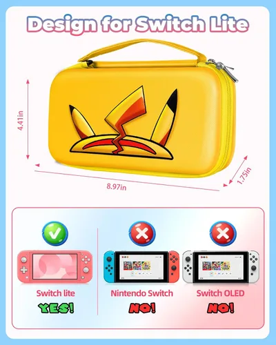 Vista 2 de Gurgitat Carrying Case for Nintendo Switch Lite Travel Carry Cases Hard Shell Protective Cover Strap Anime Cute Girls Boys Accessories Storage