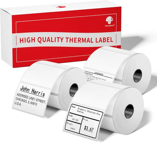 Vista 20 de Phomemo - [3x130 piezas] Etiquetas de dirección Phomemo, 3 rollos de 25x67mm (0.98"x2.64"), para M110, M100, M220, M221, M120, M200, etiquetas