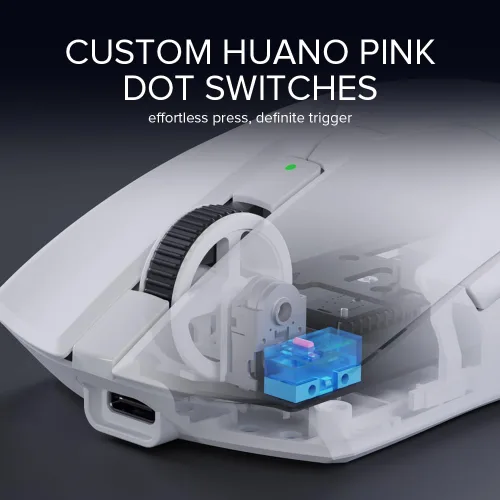 Vista 4 de DeLUX Mouse para juegos M800 Ultra inalámbrico, Nordic 52840 MCU, PAW3395 26000DPI, frecuencia de sondeo de 1000 Hz, 1.94 oz ligero, conexión