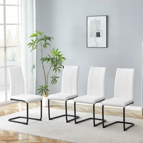 Vista 13 de Juego de 2 sillas de comedor, sillas de comedor tapizadas con respaldo alto negro con patas de metal cromado, sillas laterales de cocina modernas