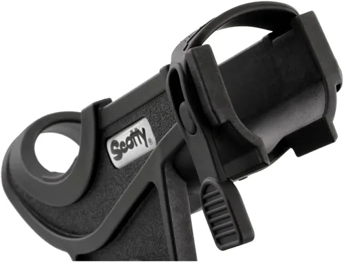 Vista 5 de Scotty 280 Baitcaster/ Spinning Rod Holder w/ #241 Side Deck Mount 360 Degree Rotation, Heavy-Duty Nylon, Fishing Accessory, Adjustable