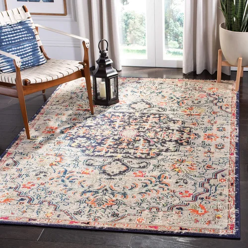 Vista 60 de SAFAVIEH Colección Madison MAD447B - Tapete bohemio con medallón antiguo y elegante, no desprende pelusa, para la sala, dormitorio, comedor