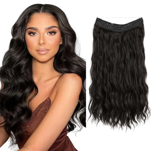 Vista 12 de SARLA Extensión de Cabello con Alambre Invisible con 3 Clips Pieza de Cabello Sintética Corta de Ondas de Playa Diadema Transparente Ajustable