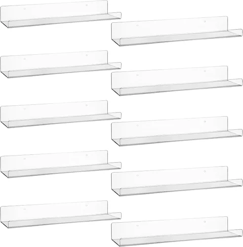 Vista 10 de AMEITECH Paquete de 4 estantes flotantes para pared, estantes acrílicos de 15 pulgadas para decoración de habitación, estante de libros para niños