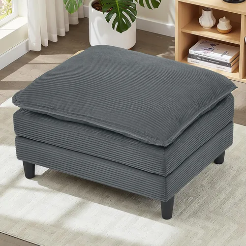 Vista 20 de Sofá de nube en forma de L de 73.5 pulgadas, sofá modular con mesa auxiliar otomana, sofá biplaza de pana con almohada, cómodo y moderno sofá