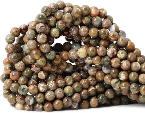 Vista 15 de Cuentas redondas sueltas de ágata estilo antiguo vena de dragón de 6mm, cuentas para diseño de joyas, 60 cuentas Ágata de vena de dragón