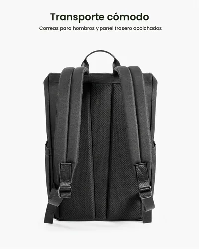 Vista 5 de tomtoc Mochila con solapa para laptop con compartimento acolchado para trabajo, viajes, 18L Lightweight, Water-Resistant Casual College Daypack