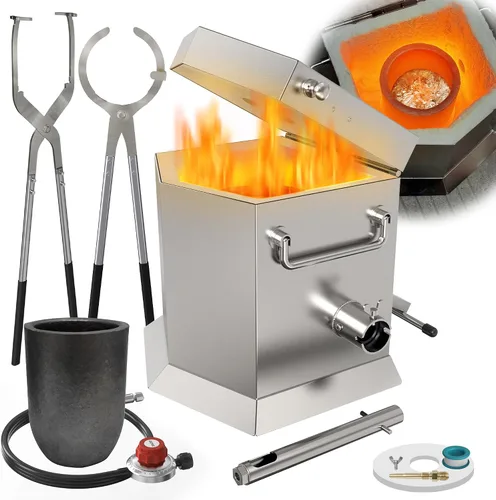 Vista 12 de CANALHOUT Kit de horno de fusión de propano de 15.4 lbs/15 libras con 2 pinzas y crisol