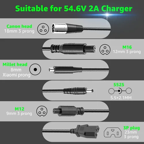 Vista 3 de Cargador eléctrico de la bici de 54.6V 2A para la batería de litio de 48V - enchufes 7 en 1