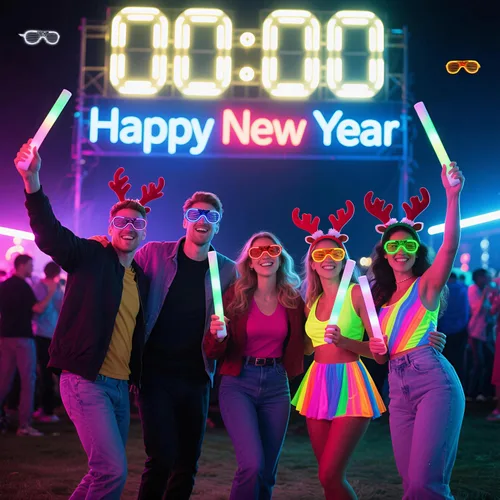 Vista 6 de Paquete de 42 lentes LED, 7 colores neón (2 nuevos colores neón añadidos), suministros de fiesta que brillan en la oscuridad, recuerdos para niños