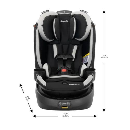 Vista 9 de Evenflo Revolve360 Slim 2-en-1 Asiento rotacional para auto con cubierta de limpieza rápida (Negro Salem)