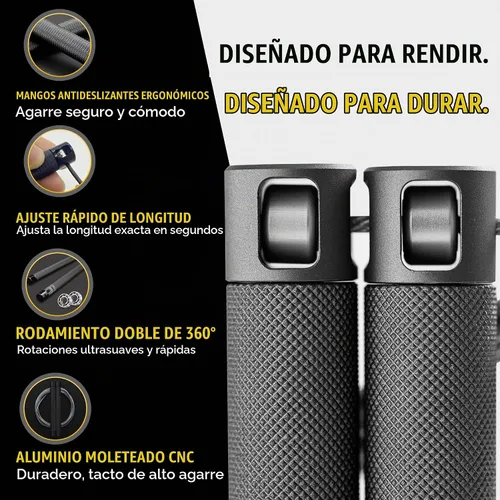Vista 2 de GODROP - Cuerda de saltar de velocidad ajustable, 2 cuerdas recubiertas de acero, funda de transporte, asas antideslizantes de aluminio con EE. UU.