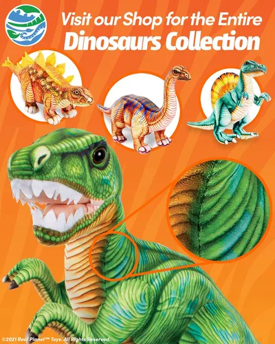 Vista 4 de Real Planet Juguete de peluche de dinosaurio de 14 pulgadas, animal de peluche de dinosaurio, peluche de dinosaurio seguro para bebés, lindos 14.2